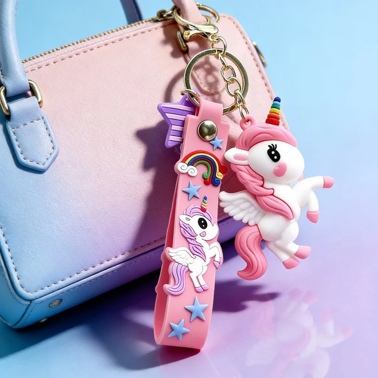 Rainbow Unicorn Keyring high quality
